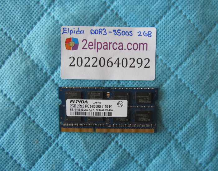ELPIDA 2GB DDR3 8500S 7-10-F1 RAM BELLEK ORJİNAL ÜRÜN 